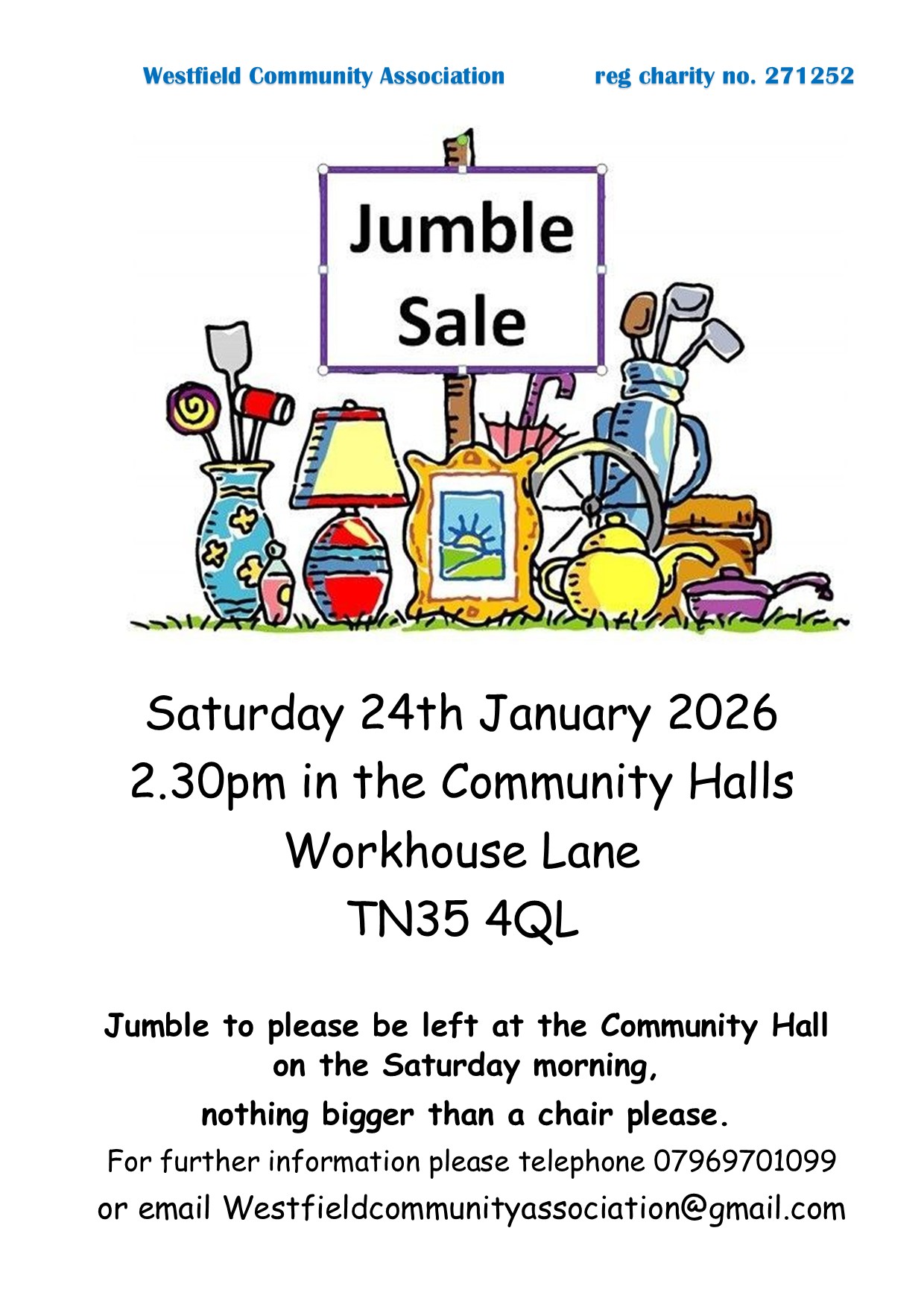poster jumble sale 24 jan 26